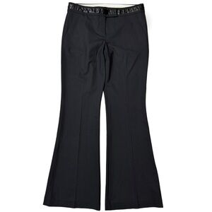 {Theory} Black Beaded Waistband Mid Rise Bootcut Wool Crepe Dress Pants